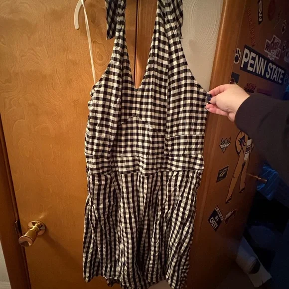 Torrid Size 20 Retro Chic Black and White Gingham Halter Romper - Picture 5 of 6